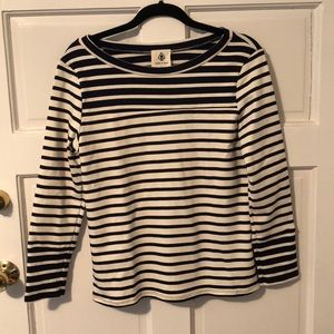 Spade & Heart Navy Striped Long Sleeve Top Medium